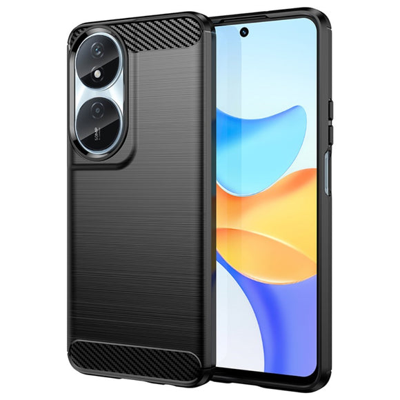 EIDERWOOD Honor X7b / 90 Smart Brushed Carbon Fiber Fleksibelt Plastik Cover - Sort