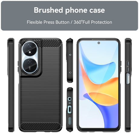 EIDERWOOD Honor X7b / 90 Smart Brushed Carbon Fiber Fleksibelt Plastik Cover - Sort