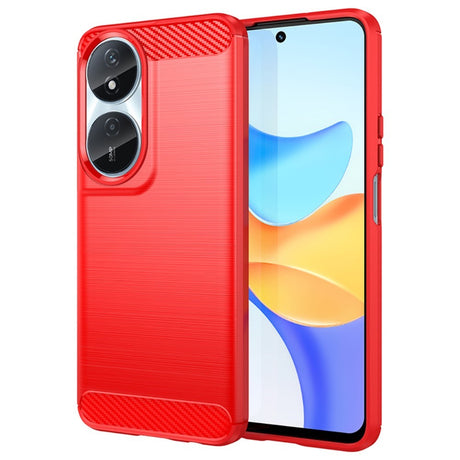 EIDERWOOD Honor X7b / 90 Smart Brushed Carbon Fiber Fleksibelt Plastik Cover - Rød