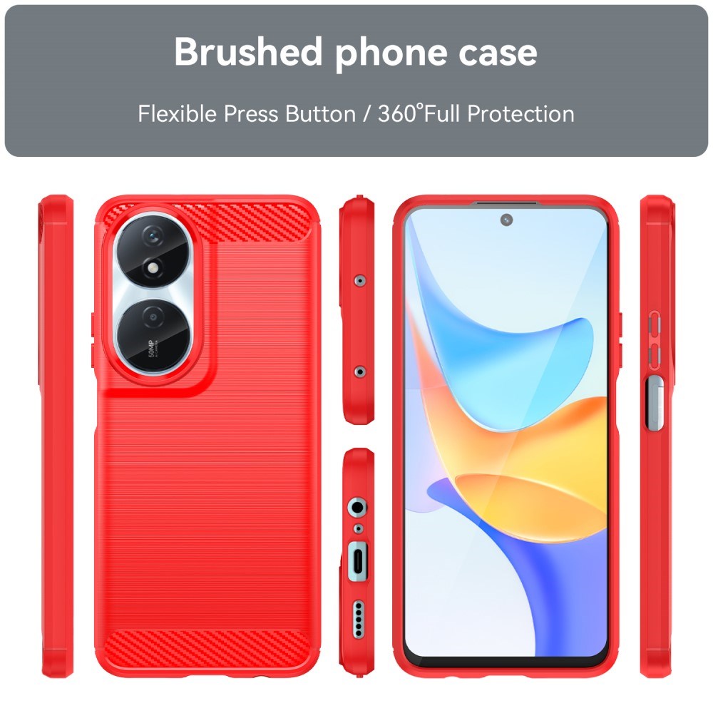 EIDERWOOD Honor X7b / 90 Smart Brushed Carbon Fiber Fleksibelt Plastik Cover - Rød