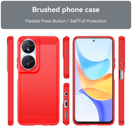 EIDERWOOD Honor X7b / 90 Smart Brushed Carbon Fiber Fleksibelt Plastik Cover - Rød