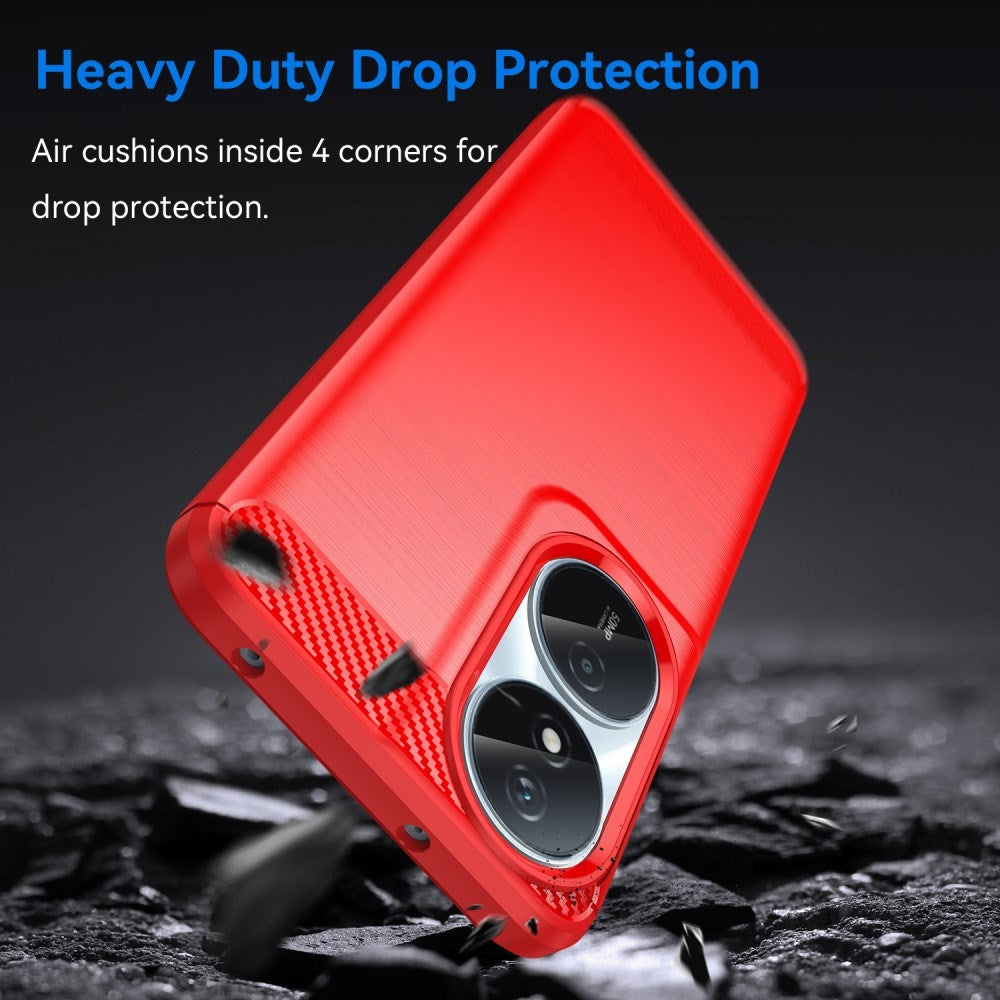 EIDERWOOD Honor X7b / 90 Smart Brushed Carbon Fiber Fleksibelt Plastik Cover - Rød