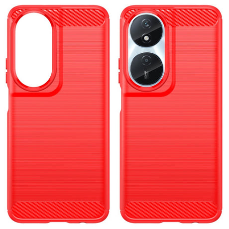 EIDERWOOD Honor X7b / 90 Smart Brushed Carbon Fiber Fleksibelt Plastik Cover - Rød