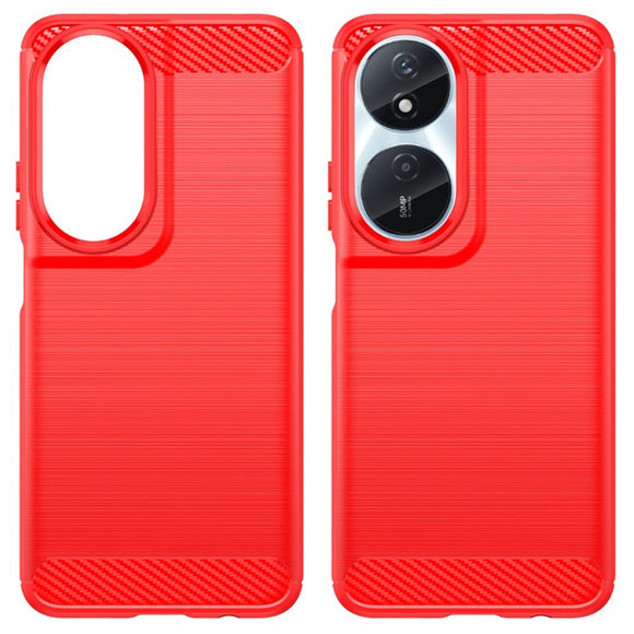 EIDERWOOD Honor X7b / 90 Smart Brushed Carbon Fiber Fleksibelt Plastik Cover - Rød