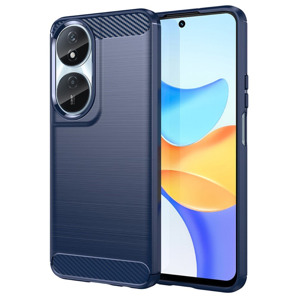 EIDERWOOD Honor X7b / 90 Smart Brushed Carbon Fiber Fleksibelt Plastik Cover - Blå