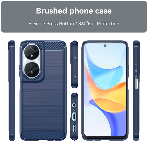 EIDERWOOD Honor X7b / 90 Smart Brushed Carbon Fiber Fleksibelt Plastik Cover - Blå
