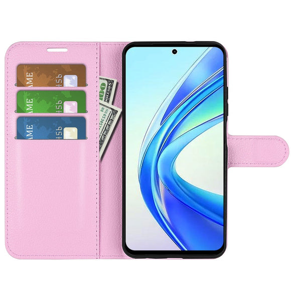 EIDERWOOD Honor X7b / 90 Smart Kunstlæder Flip Cover m. Kortholder & Ståfunktion - Lyserød