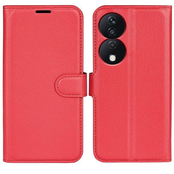 EIDERWOOD Honor X7b / 90 Smart Kunstlæder Flip Cover m. Kortholder & Ståfunktion - Rød