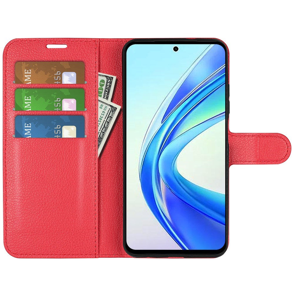 EIDERWOOD Honor X7b / 90 Smart Kunstlæder Flip Cover m. Kortholder & Ståfunktion - Rød