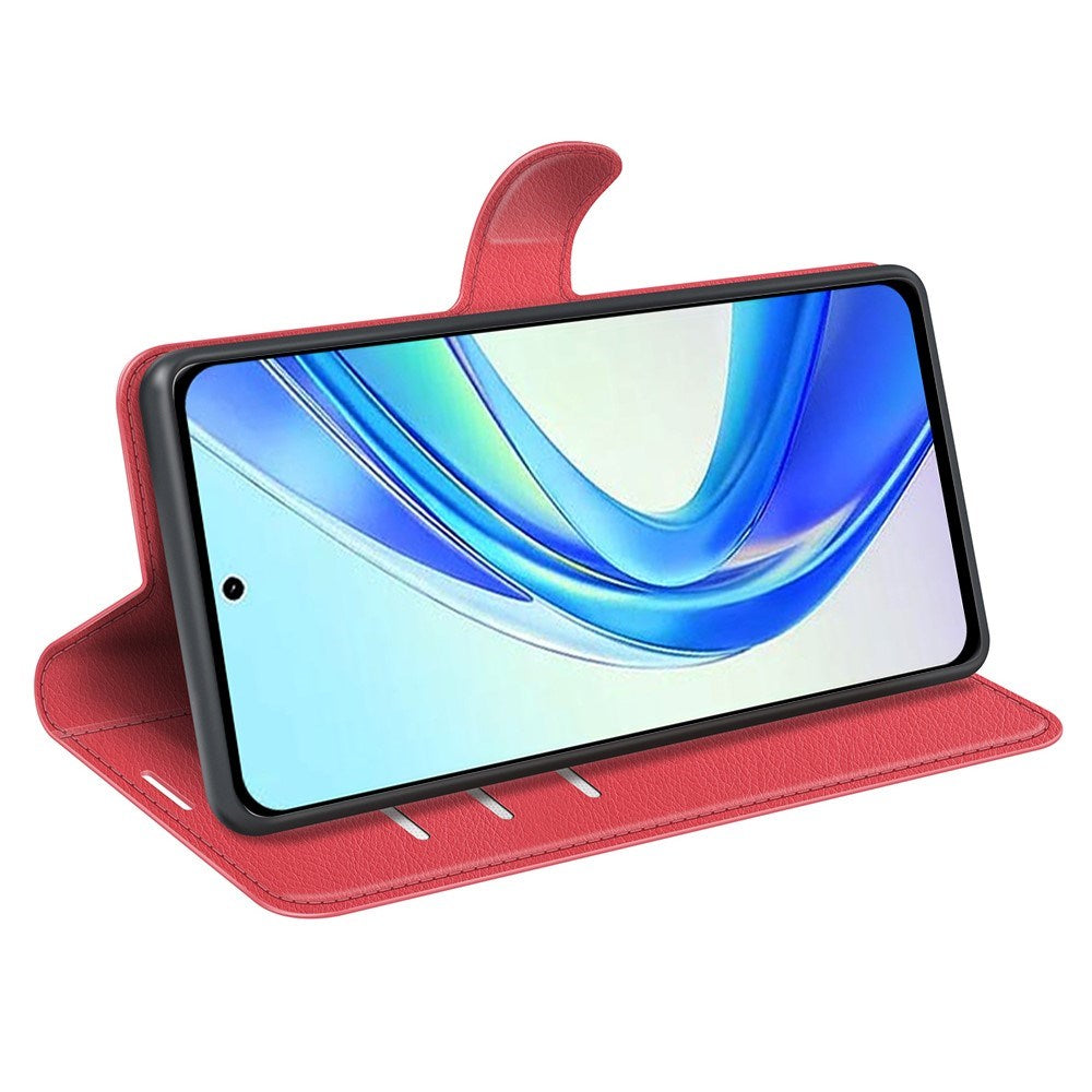 EIDERWOOD Honor X7b / 90 Smart Kunstlæder Flip Cover m. Kortholder & Ståfunktion - Rød