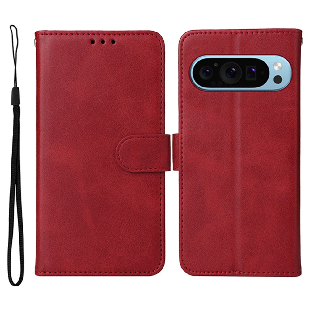 EIDERWOOD Google Pixel 10 / 10 Pro / 9 / 9 Pro Kunstlæder Cover m. Kortholder & Strop - Rød