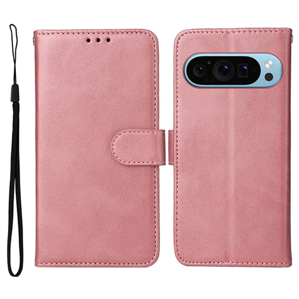 EIDERWOOD Google Pixel 10 / 10 Pro / 9 / 9 Pro Kunstlæder Cover m. Kortholder & Strop - Lyserød