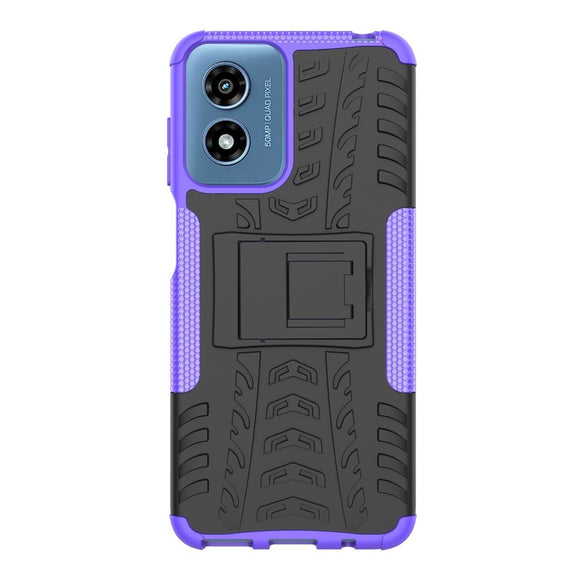 EIDERWOOD Motorola Moto G Play (2024) Hybrid Håndværker Cover m. Kickstand - Sort / Lilla
