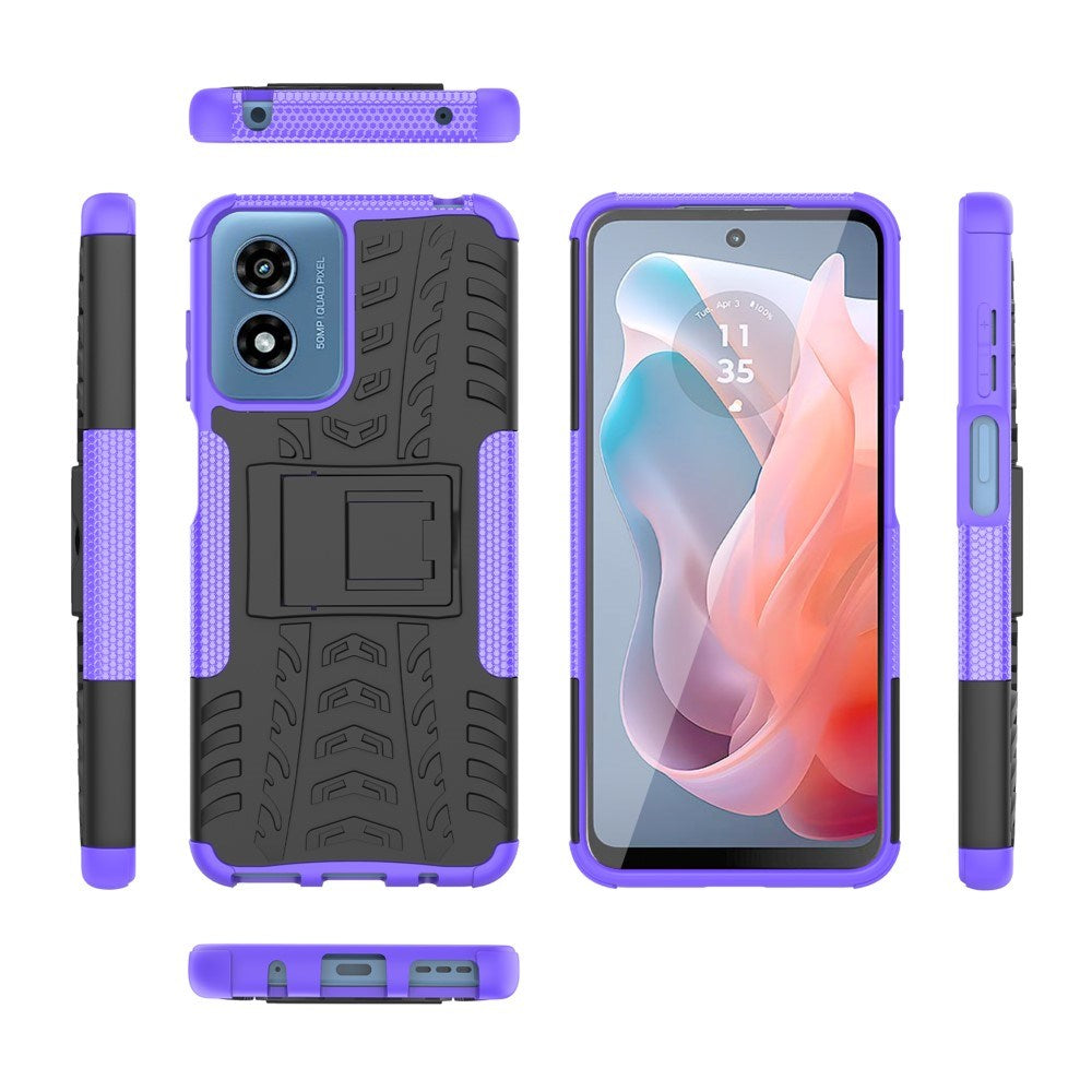 EIDERWOOD Motorola Moto G Play (2024) Hybrid Håndværker Cover m. Kickstand - Sort / Lilla