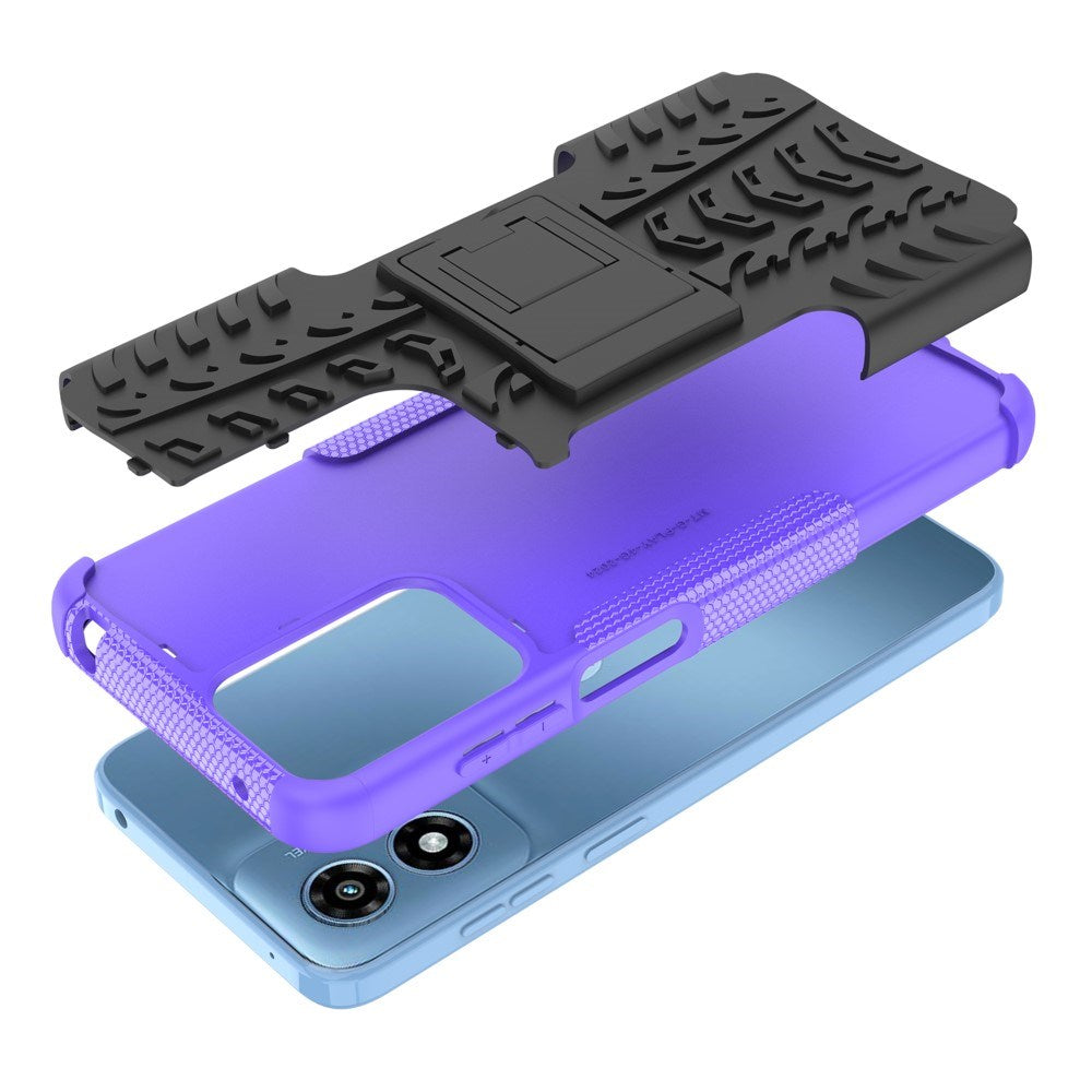 EIDERWOOD Motorola Moto G Play (2024) Hybrid Håndværker Cover m. Kickstand - Sort / Lilla
