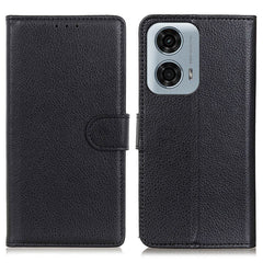 EIDERWOOD Motorola Moto E14 4G / G04 4G / G04s 4G / G24 4G Litchi Tekstur Stående Telefon Cover - Sort