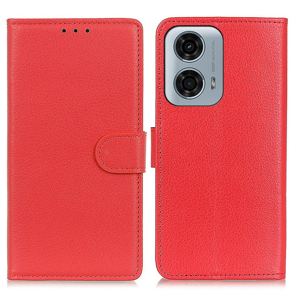 EIDERWOOD Motorola Moto E14 4G / G04 4G / G04s 4G / G24 4G Litchi Tekstur Stående Telefon Cover - Rød
