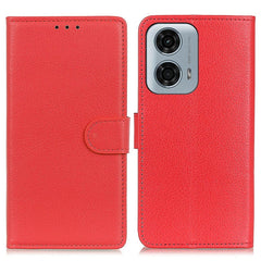 EIDERWOOD Motorola Moto E14 4G / G04 4G / G04s 4G / G24 4G Litchi Tekstur Stående Telefon Cover - Rød