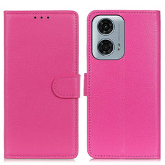 EIDERWOOD Motorola Moto E14 4G / G04 4G / G04s 4G / G24 4G Litchi Tekstur Stående Telefon Cover - Pink