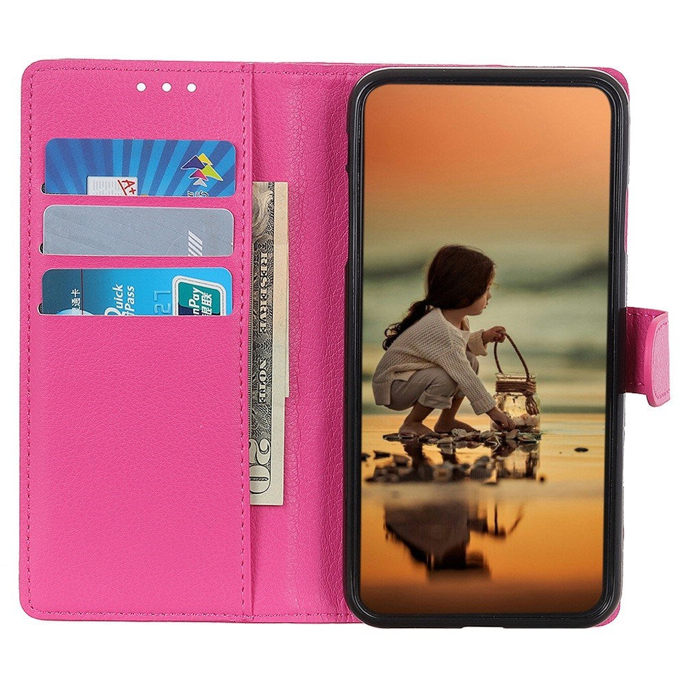 EIDERWOOD Motorola Moto E14 4G / G04 4G / G04s 4G / G24 4G Litchi Tekstur Stående Telefon Cover - Pink