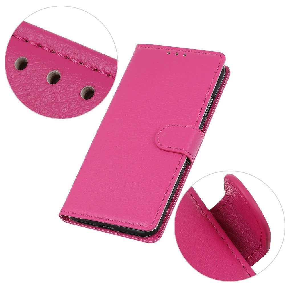 EIDERWOOD Motorola Moto E14 4G / G04 4G / G04s 4G / G24 4G Litchi Tekstur Stående Telefon Cover - Pink