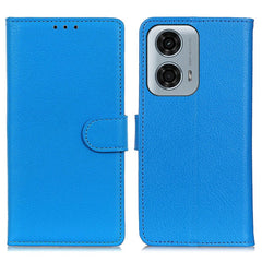 EIDERWOOD Motorola Moto E14 4G / G04 4G / G04s 4G / G24 4G Litchi Tekstur Stående Telefon Cover - Blå