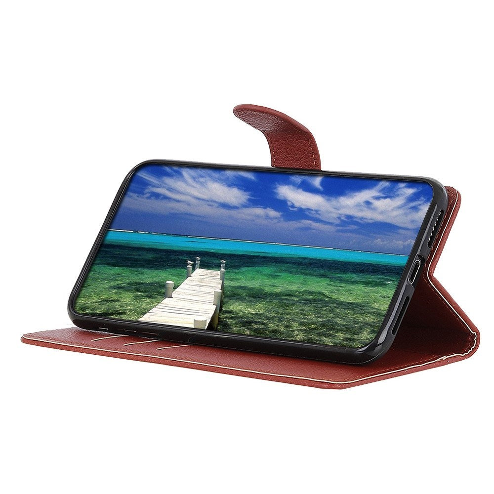 EIDERWOOD Motorola Moto E14 4G / G04 4G / G04s 4G / G24 4G Litchi Tekstur Stående Telefon Cover - Brun