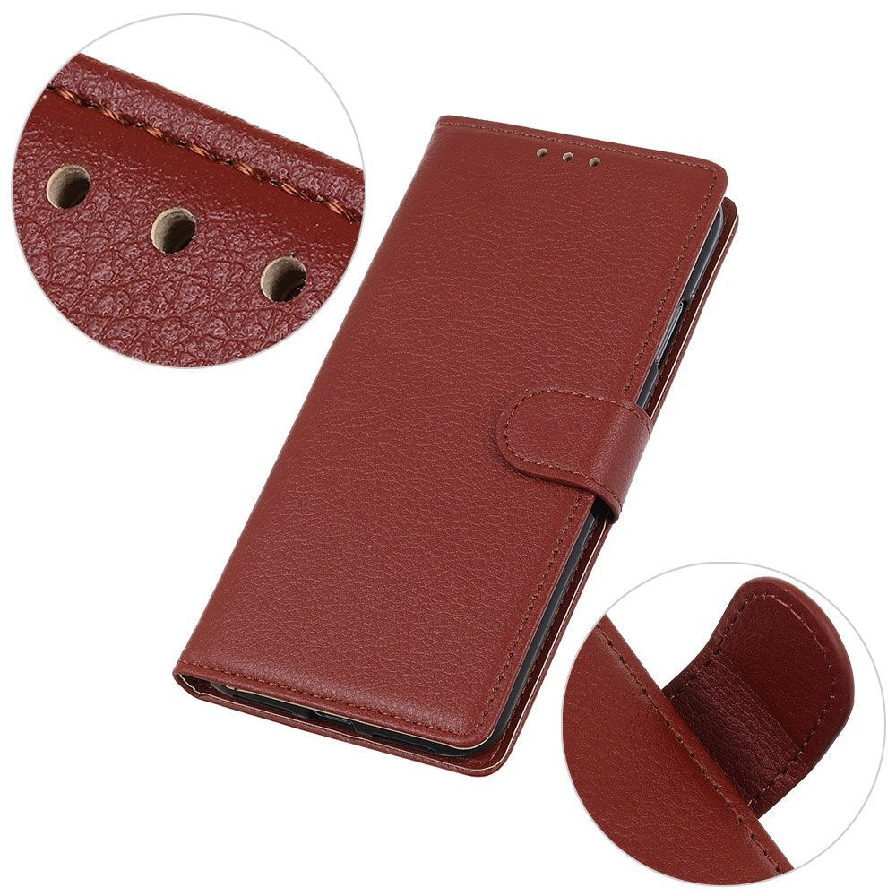 EIDERWOOD Motorola Moto E14 4G / G04 4G / G04s 4G / G24 4G Litchi Tekstur Stående Telefon Cover - Brun
