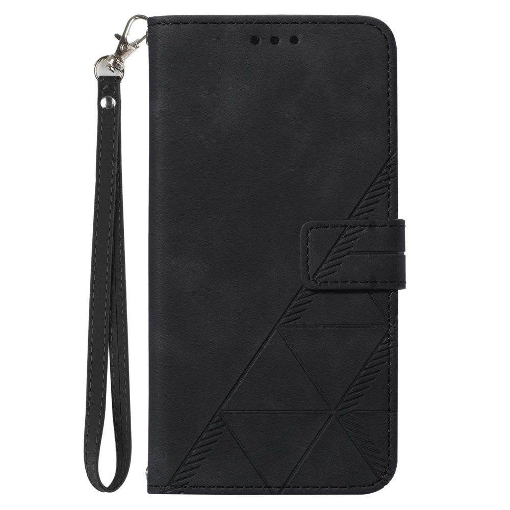 EIDERWOOD Motorola Moto G Play 5G (2024) Blødt Læder Cover m. Pung - Geometri Mønster - Sort