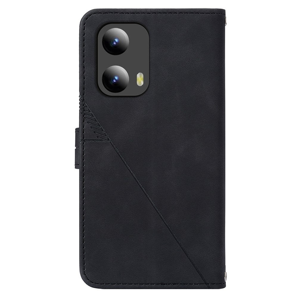 EIDERWOOD Motorola Moto G Play 5G (2024) Blødt Læder Cover m. Pung - Geometri Mønster - Sort