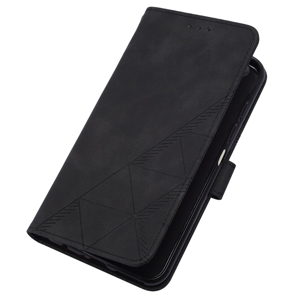 EIDERWOOD Motorola Moto G Play 5G (2024) Blødt Læder Cover m. Pung - Geometri Mønster - Sort