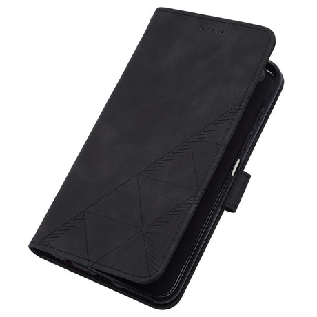 EIDERWOOD Motorola Moto G Play 5G (2024) Blødt Læder Cover m. Pung - Geometri Mønster - Sort