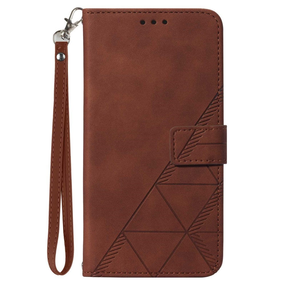 EIDERWOOD Motorola Moto G Play 5G (2024) Blødt Læder Cover m. Pung - Geometri Mønster - Brun