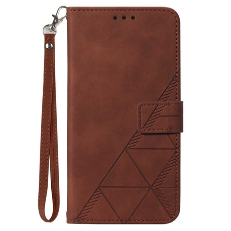 EIDERWOOD Motorola Moto G Play 5G (2024) Blødt Læder Cover m. Pung - Geometri Mønster - Brun