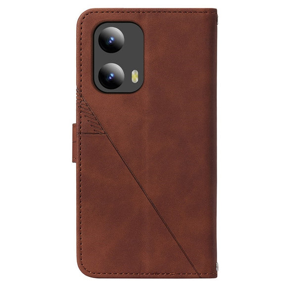 EIDERWOOD Motorola Moto G Play 5G (2024) Blødt Læder Cover m. Pung - Geometri Mønster - Brun