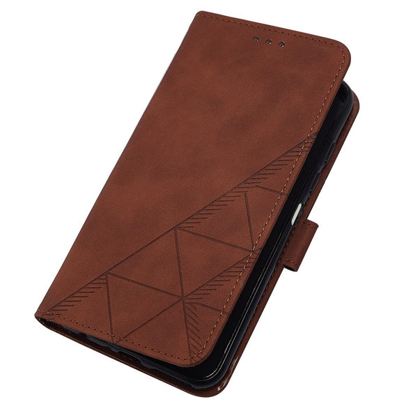 EIDERWOOD Motorola Moto G Play 5G (2024) Blødt Læder Cover m. Pung - Geometri Mønster - Brun