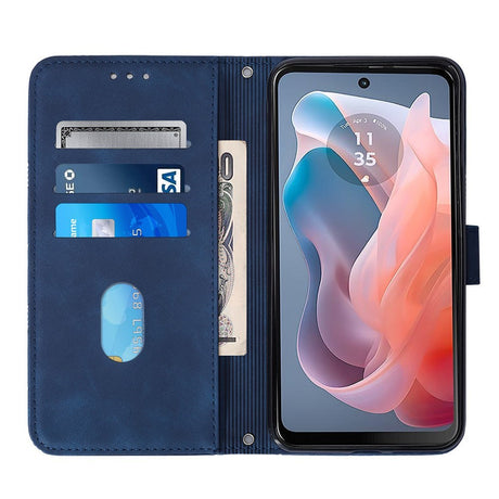 EIDERWOOD Motorola Moto G Play 5G (2024) Blødt Læder Cover m. Pung - Geometri Mønster - Blå