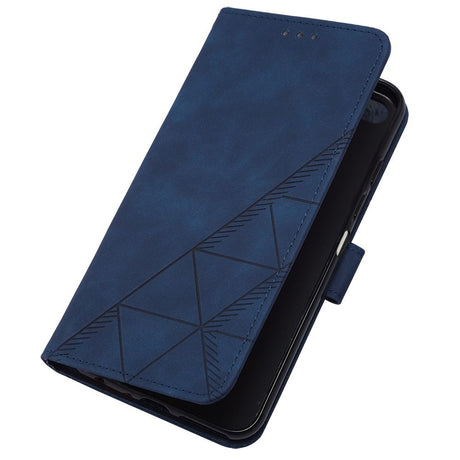 EIDERWOOD Motorola Moto G Play 5G (2024) Blødt Læder Cover m. Pung - Geometri Mønster - Blå