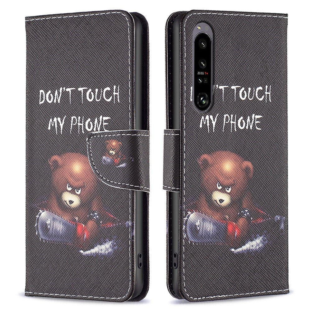 EIDERWOOD Sony Xperia 1 VI Læder Cover m. Pung & Ståfunktion - "Don't Touch My Phone" - Bjørn