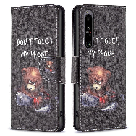EIDERWOOD Sony Xperia 1 VI Læder Cover m. Pung & Ståfunktion - "Don't Touch My Phone" - Bjørn