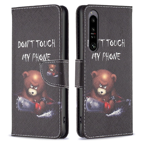 EIDERWOOD Sony Xperia 1 VI Læder Cover m. Pung & Ståfunktion - "Don't Touch My Phone" - Bjørn