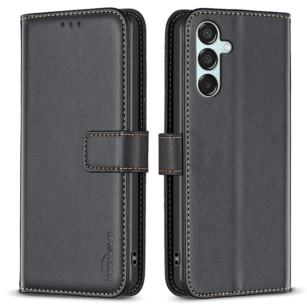 EIDERWOOD Samsung Galaxy M15 (5G) Kunstlæder Flip Cover m. Kortholder & Ståfunktion - Sort