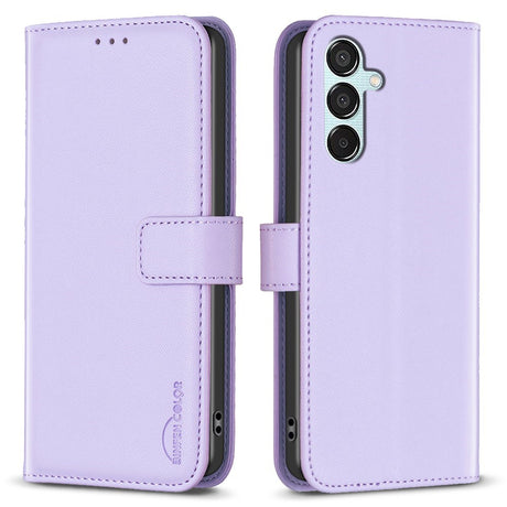 EIDERWOOD Samsung Galaxy M15 (5G) Kunstlæder Flip Cover m. Kortholder & Ståfunktion - Lavendel