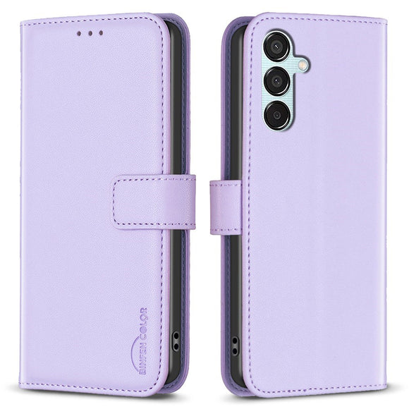 EIDERWOOD Samsung Galaxy M15 (5G) Kunstlæder Flip Cover m. Kortholder & Ståfunktion - Lavendel