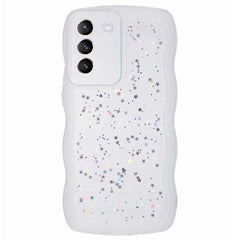 EIDERWOOD Samsung Galaxy S22+ (Plus) Fleksibelt Plastik Wavy Cover m. Glimmer - Gennemsigtig / Hvid