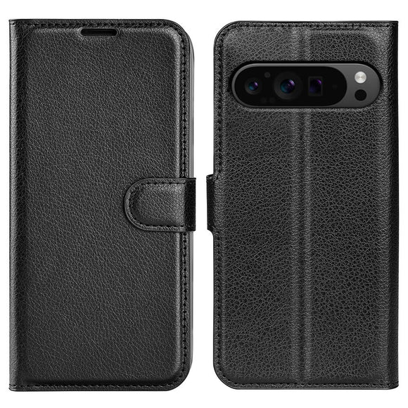 EIDERWOOD Google Pixel 9 Pro XL Litchi Læder Cover m. Pung - Sort