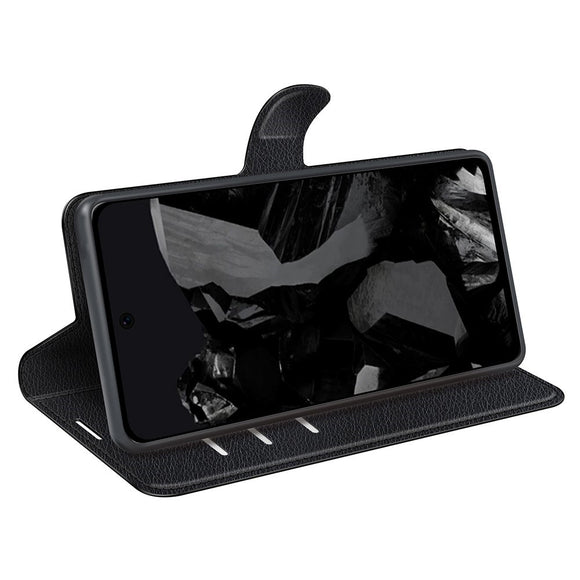 EIDERWOOD Google Pixel 9 Pro XL Litchi Læder Cover m. Pung - Sort