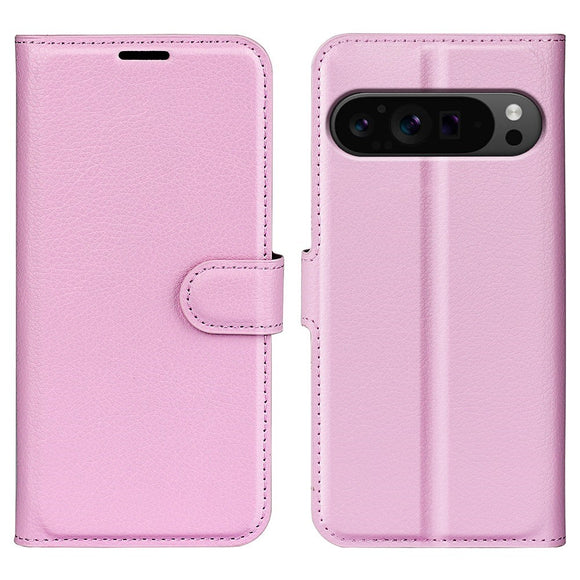 EIDERWOOD Google Pixel 9 Pro XL Litchi Læder Cover m. Pung - Lyserød
