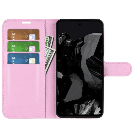 EIDERWOOD Google Pixel 9 Pro XL Litchi Læder Cover m. Pung - Lyserød