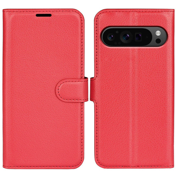 EIDERWOOD Google Pixel 9 Pro XL Litchi Læder Cover m. Pung - Rød